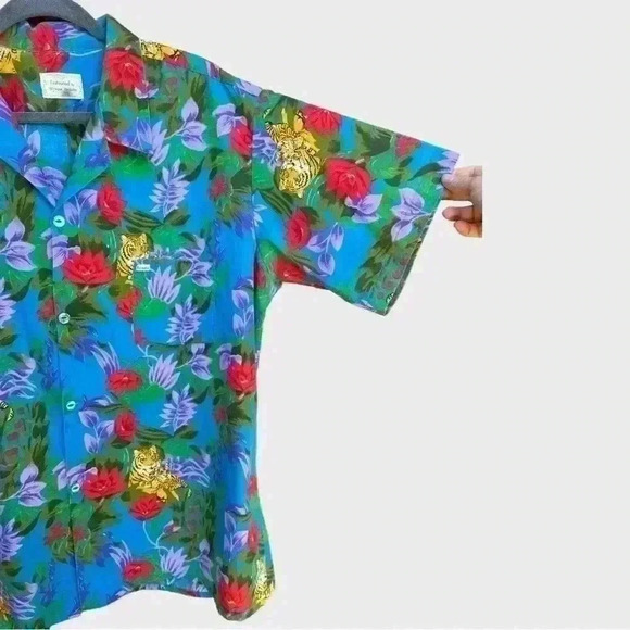 VTG Handmade ‘Barbados’ Tropical Shirt Floral with Tigers Size XL - Picture 3 of 7